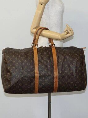 LOUIS VUITTON Monogram Keepall 55 Boston Bag M41424 LV Auth MY147